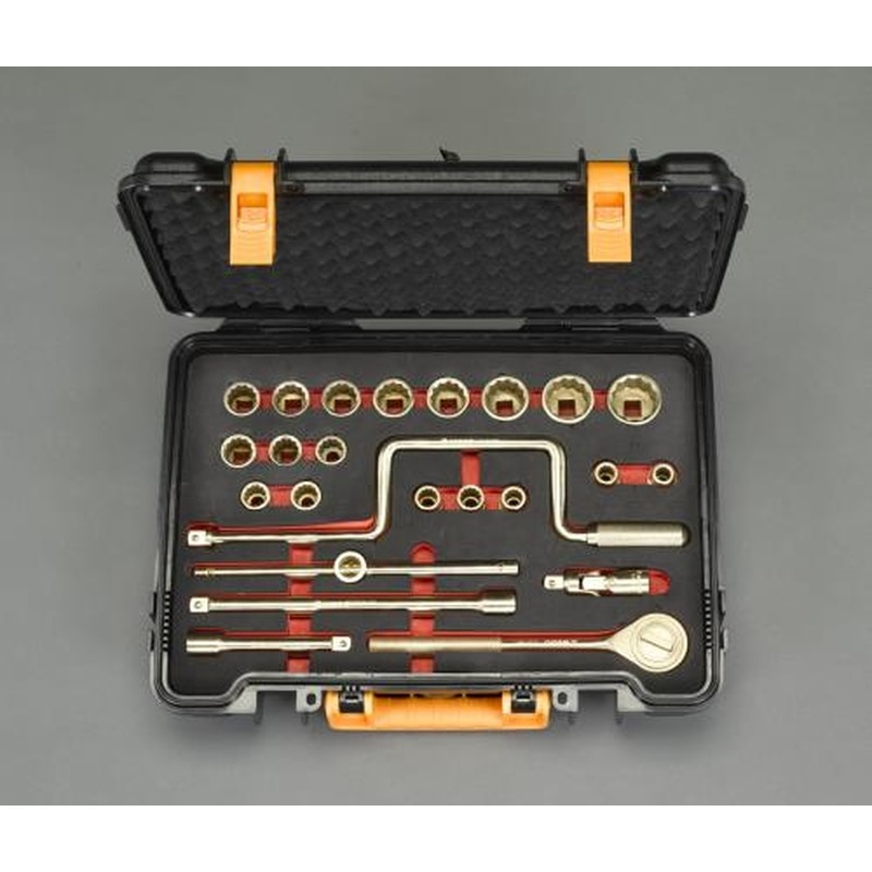 エスコ EA643FC-101 1/2”DR/16点ソケットレンチセット(ノンスパーキング) 1個(ご注文単位1個)【直送品】