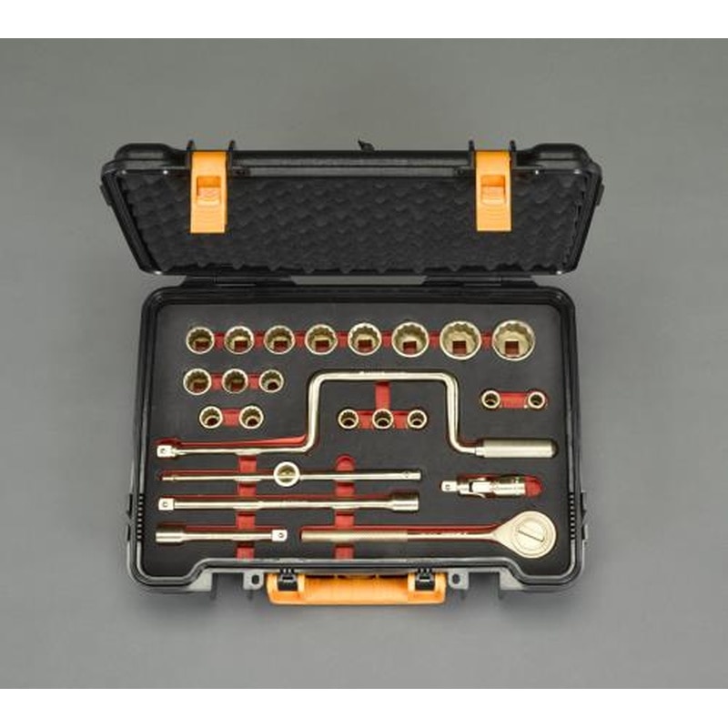 エスコ EA643FC-102 1/2”DR/24点ソケットレンチセット(ノンスパーキング) 1個(ご注文単位1個)【直送品】