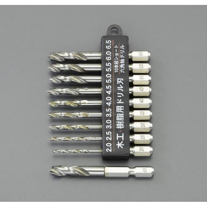 エスコ EA824DL-4 2.0-6.5mm/10本組六角軸ドリル(木工用) 1個（ご注文単位1個）【直送品】