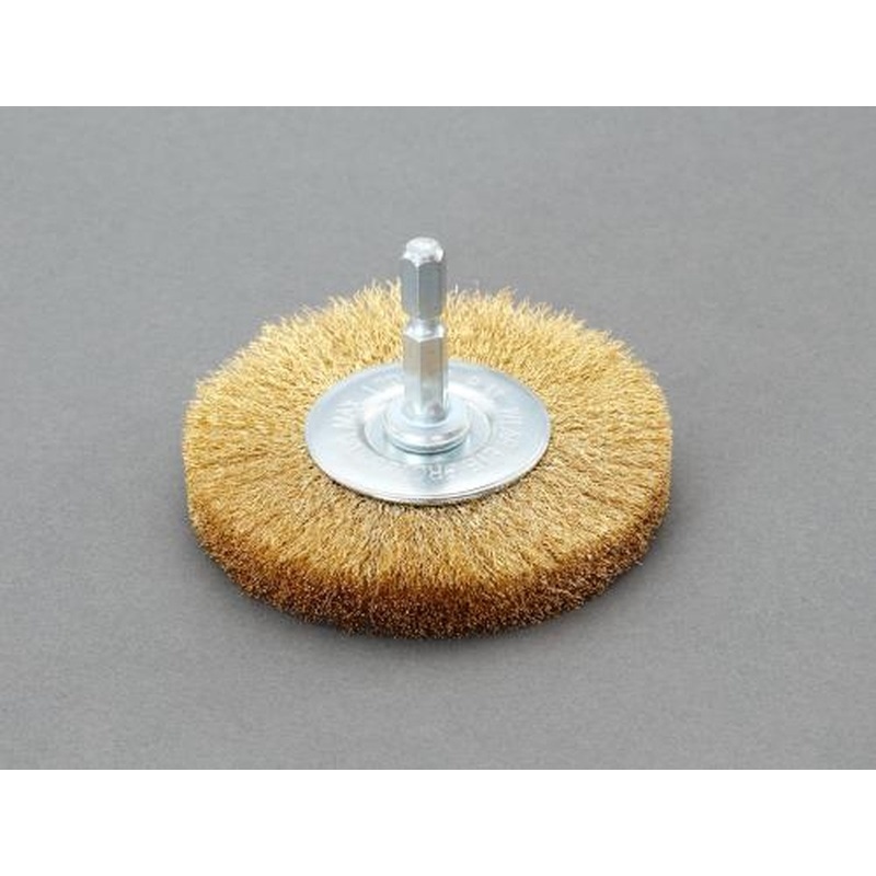 エスコ EA819BT-331 50mm6角軸ワイヤーブラシ(平型/真鍮線) 1個（ご注文単位1個）【直送品】