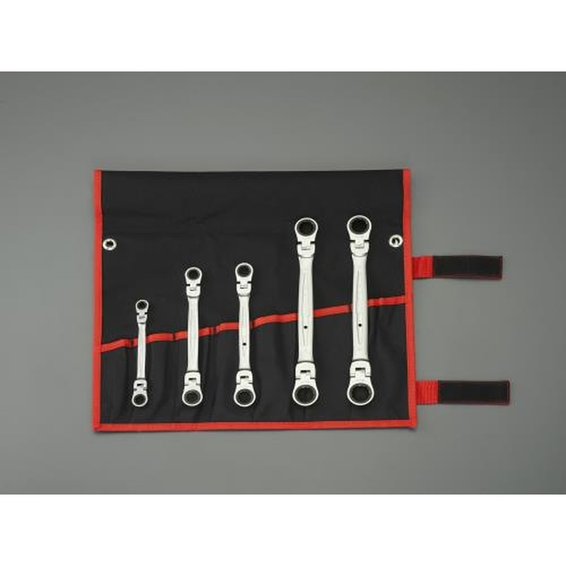 エスコ EA614HS 5本組ラチェットメガネレンチ(首振型) 1個(ご注文単位1個)【直送品】