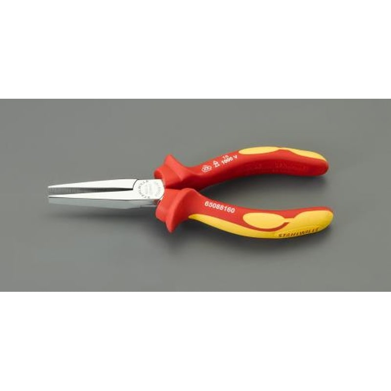 エスコ EA537SW-1 160mm絶縁フラットノーズプライヤー 1個(ご注文単位1個)【直送品】