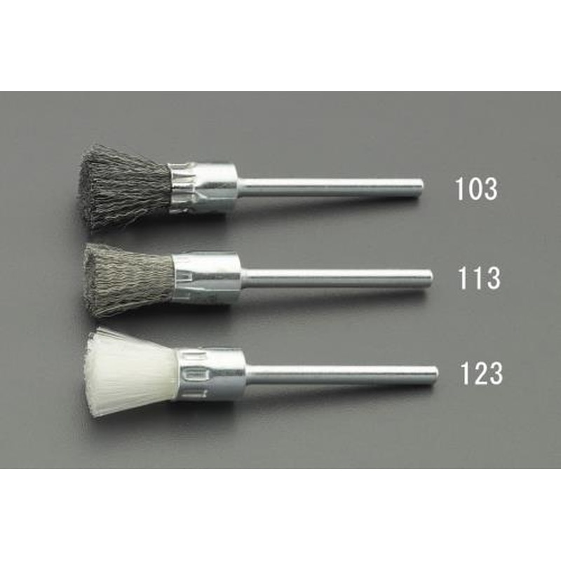 エスコ EA819BN-122 6㎜/3㎜軸軸付ミニブラシ(エンド型/ナイロン) 1個（ご注文単位1個）【直送品】