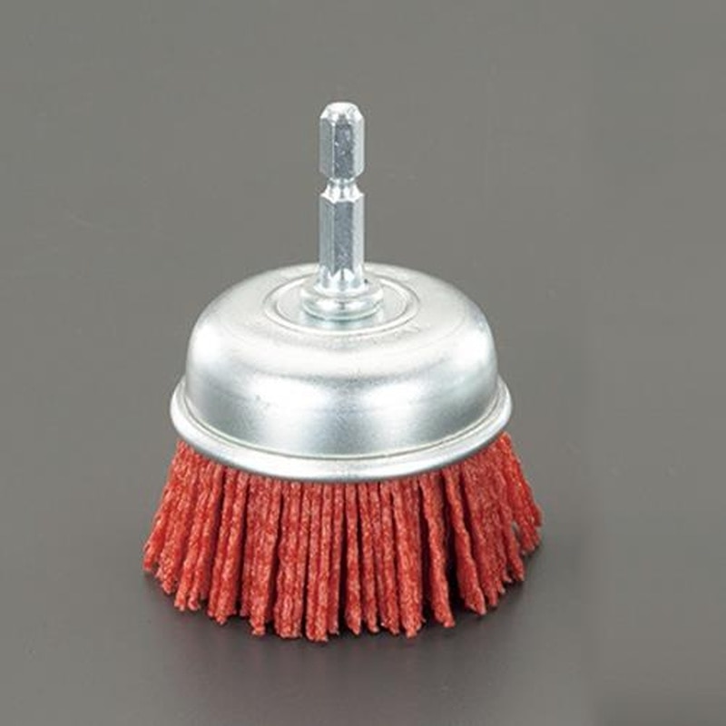 エスコ EA819BL-141 50mm/#80六角軸軸付ブラシ(カップ型/砥粒ナイロン) 1個(ご注文単位1個)【直送品】