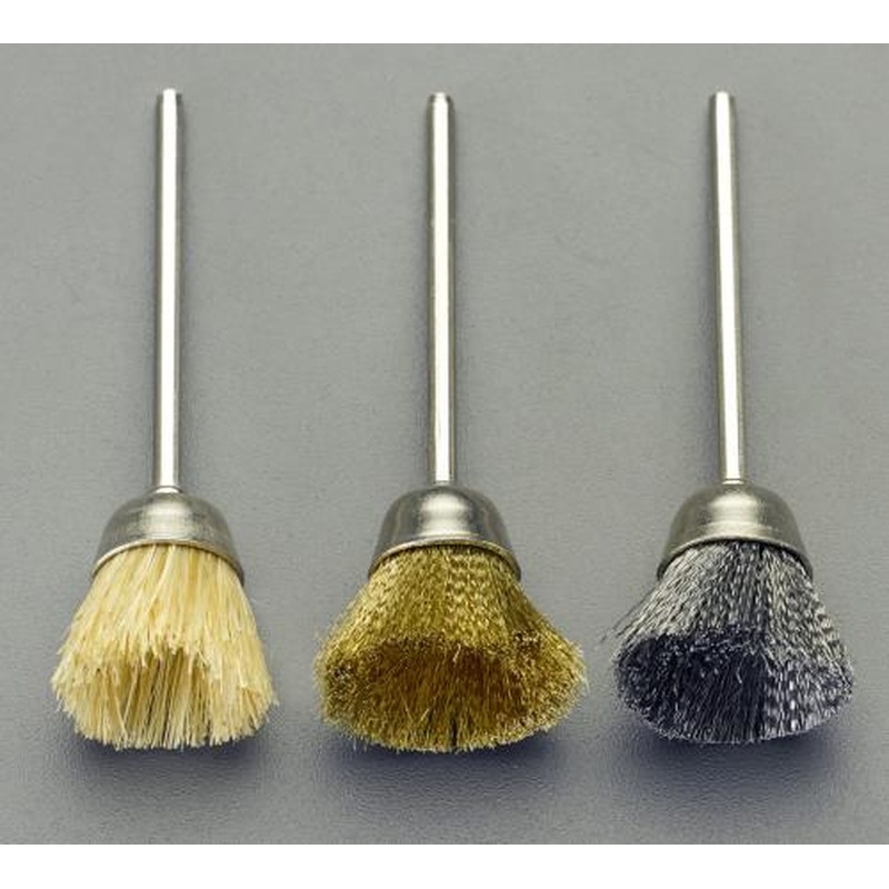 エスコ EA819WM-132 3本組カップ型軸付きブラシ(2.35mm軸) 1個（ご注文単位1個）【直送品】