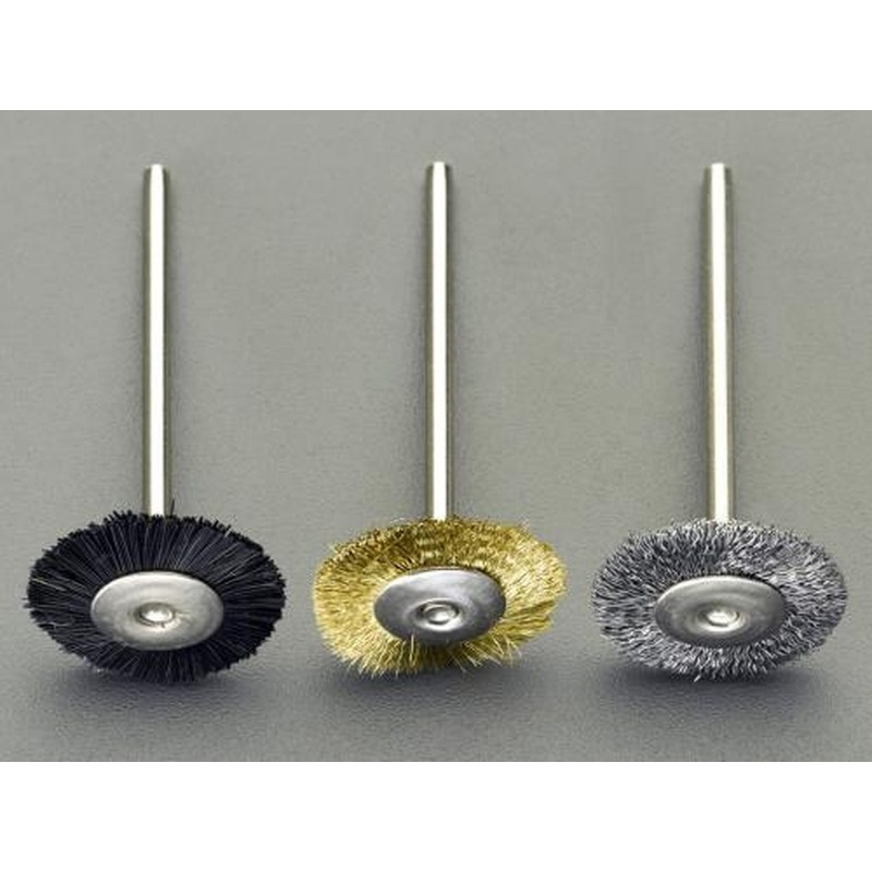 エスコ EA819WM-133 3本組ホイール型軸付きブラシ(2.35mm軸) 1個（ご注文単位1個）【直送品】