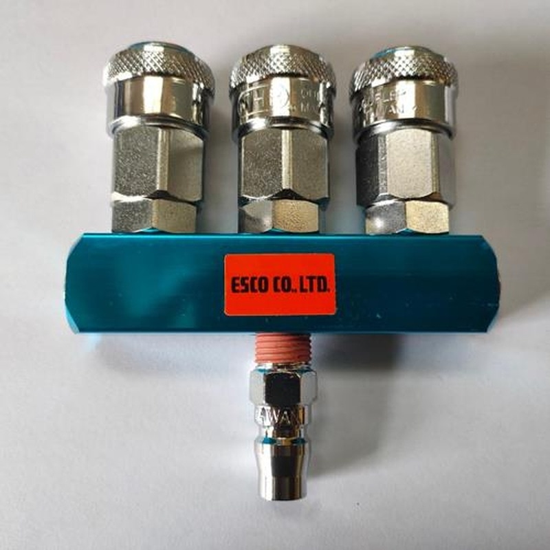 エスコ EA140DK-3A 3連エアーカップリング(ワンプッシュ型) 1個(ご注文単位1個)【直送品】
