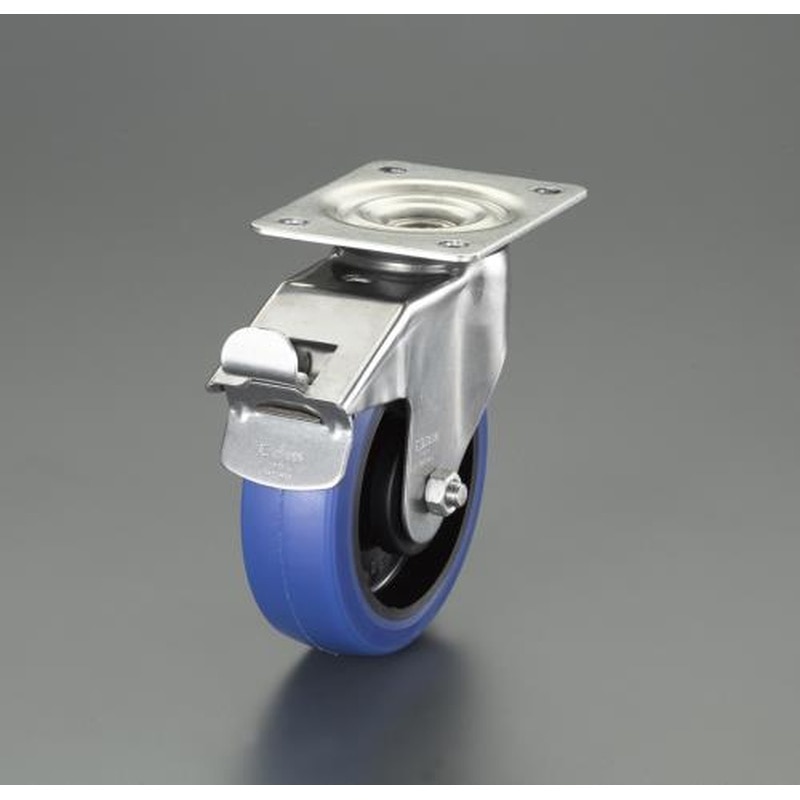 エスコ EA986KA-71 100mmキャスター(自在金具・ステンレス製/ブレーキ付) 1個（ご注文単位1個）【直送品】