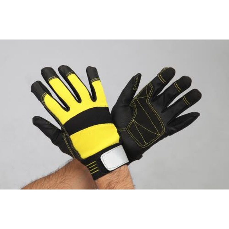 エスコ EA353BG-103[LL]手袋(ポリウレタン・当付/黒・黄) 1個（ご注文単位1個）【直送品】