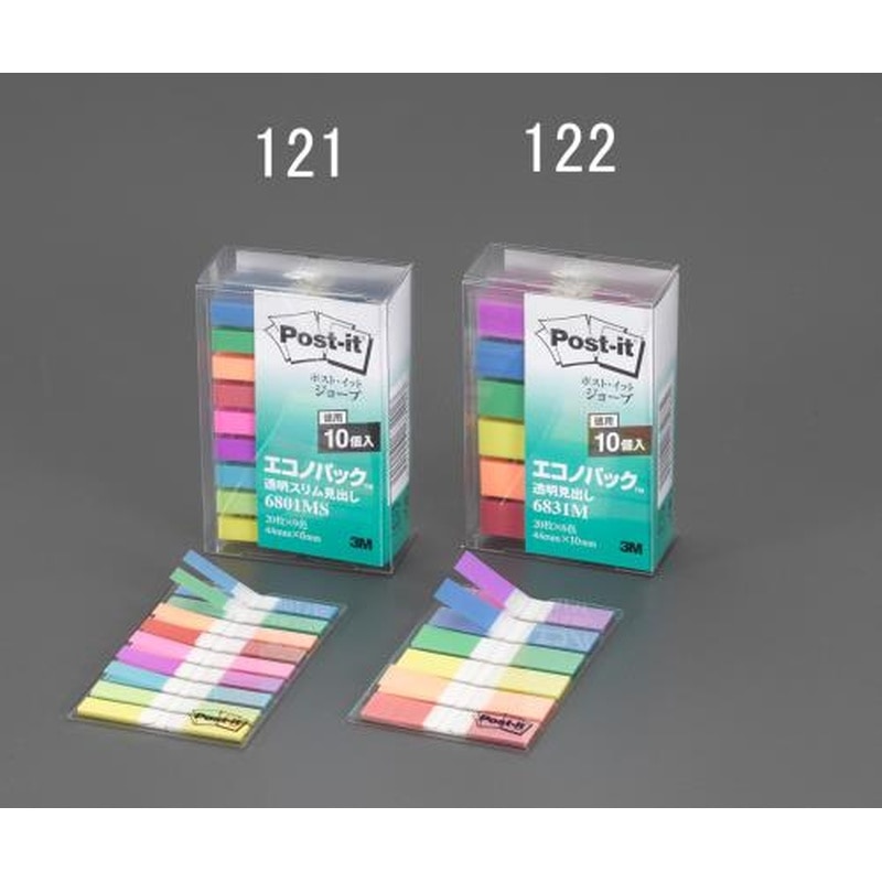 エスコ EA762GA-122 10x44㎜粘着見出しラベル(20枚x10個/6色) 1個（ご注文単位1個）【直送品】