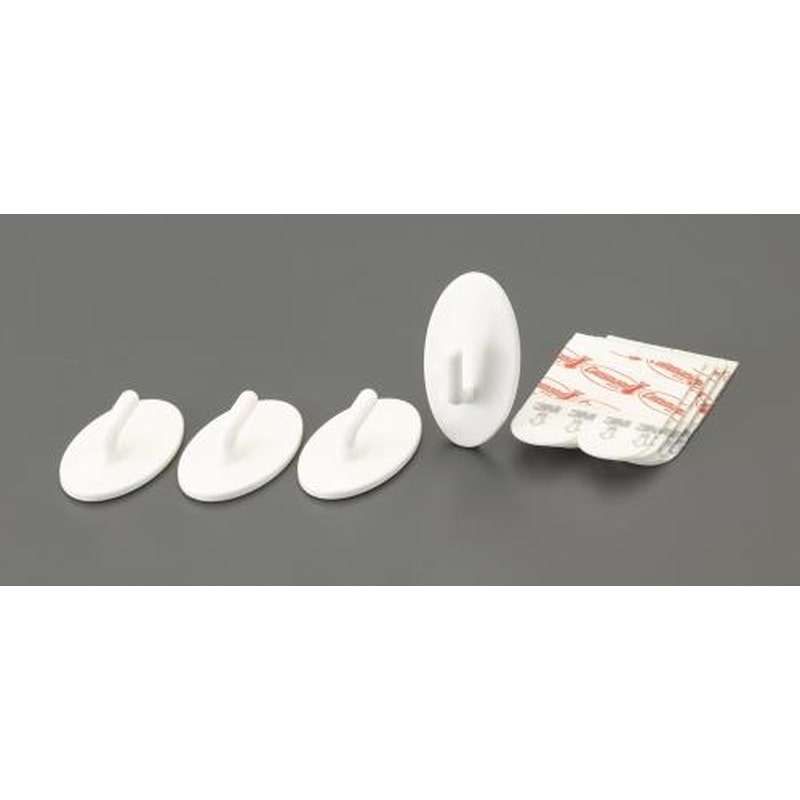 エスコ EA638LM-6 39x22mm小物用フック(粘着付/アイボリー/4個) 1個（ご注文単位1個）【直送品】