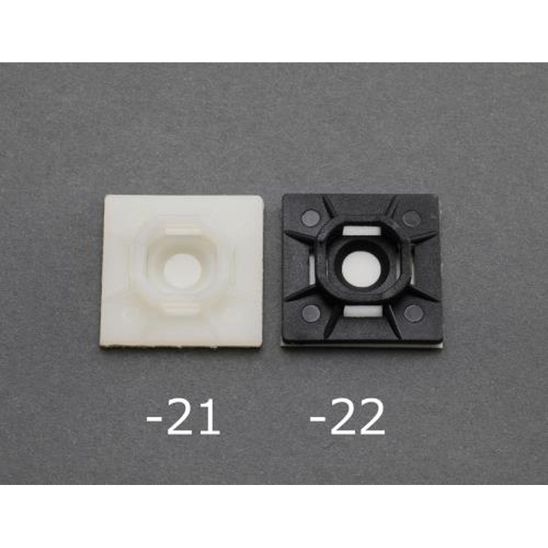 エスコ EA475GB-21 25x25mm結束バンド用ベース(粘着付/白/5個) 1個（ご注文単位1個）【直送品】