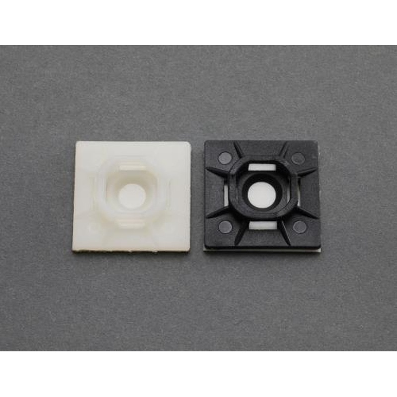 エスコ EA475GB-22 25x25mm結束バンド用ベース(粘着付/黒5個) 1個（ご注文単位1個）【直送品】