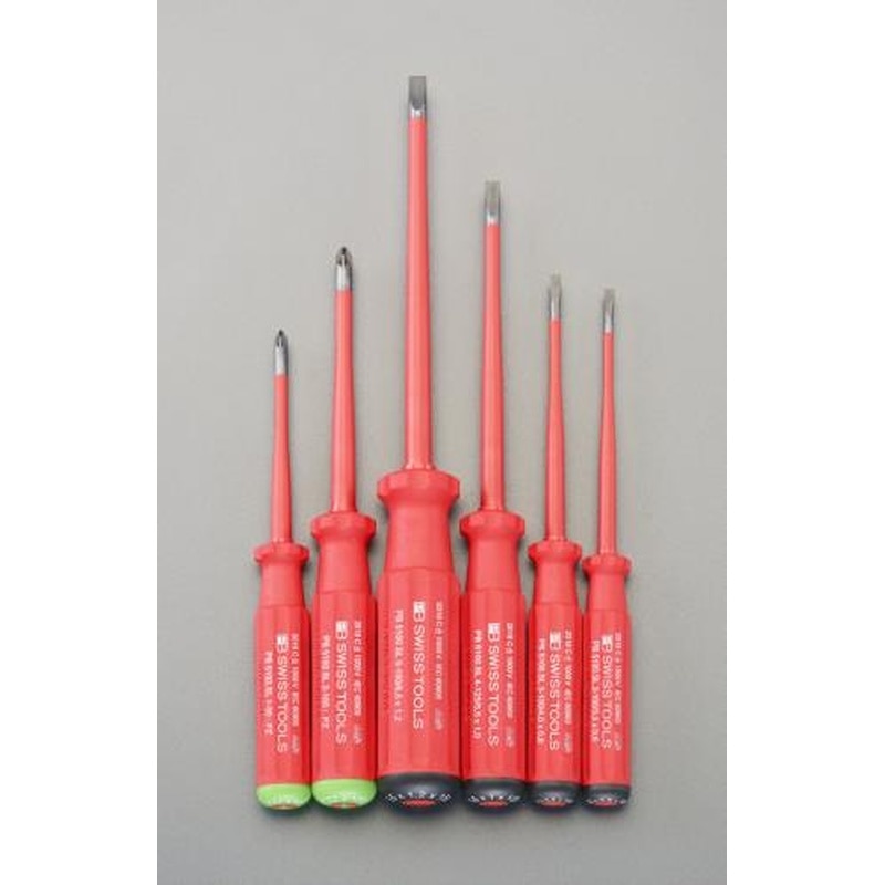 エスコ EA560PM-50 6本組［-Pozidriv]ドライバー(絶縁細軸) 1個（ご注文単位1個）【直送品】