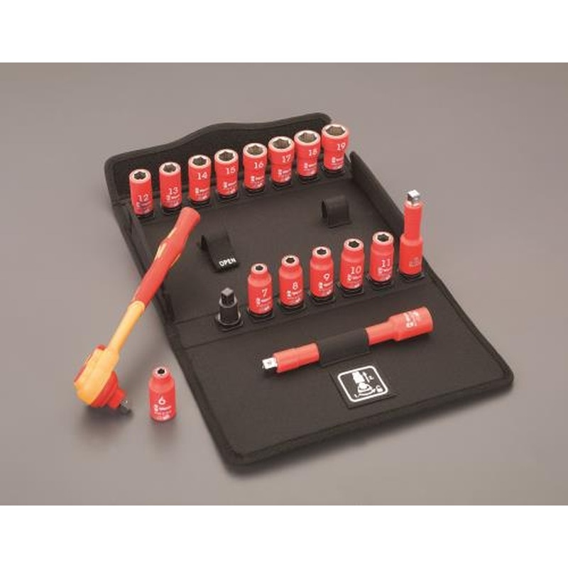 エスコ EA560WP-100 3/8”DR絶縁ソケットレンチセット 1個（ご注文単位1個）【直送品】