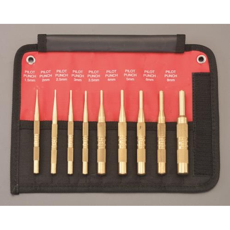 エスコ EA572MJ-20 9本組ピンポンチ(ロールピン用/真鍮製) 1個（ご注文単位1個）【直送品】