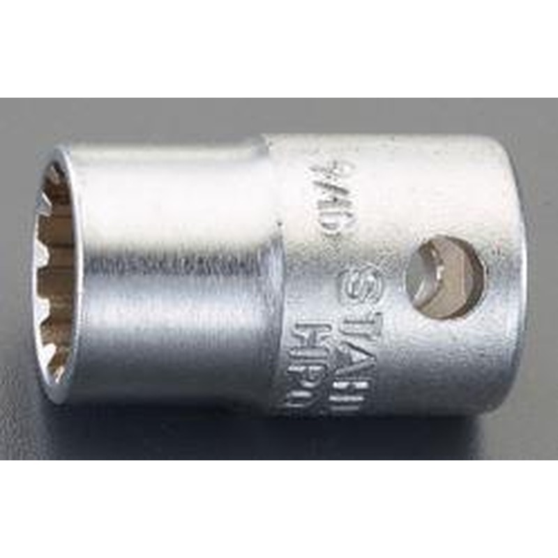 エスコ EA617YP-221 3/8”DRx3/8”スプラインソケット 1個（ご注文単位1個）【直送品】