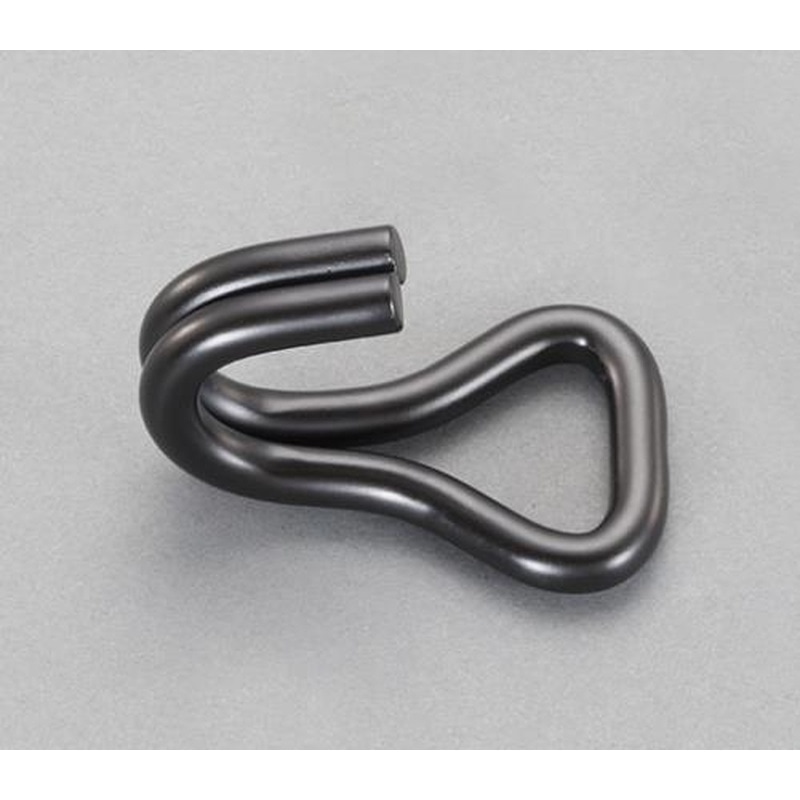 エスコ EA638FY-113 50mmフック・ダブルJ型(スチール黒メッキ/2個) 1個（ご注文単位1個）【直送品】