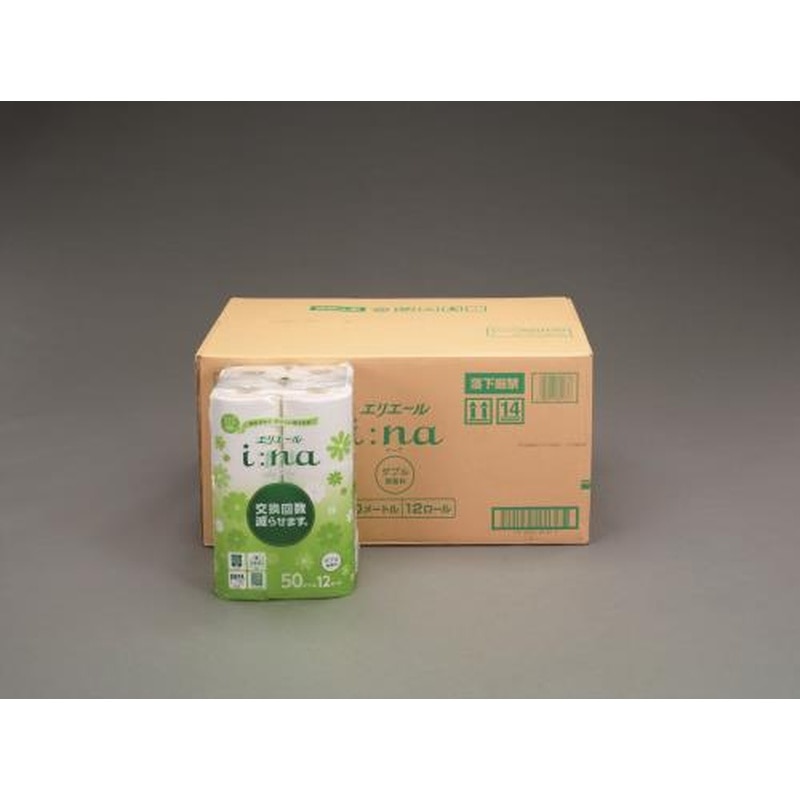 エスコ EA929AD-12 トイレットペーパー(ダブル/50m/72ロール) 1個（ご注文単位1個）【直送品】