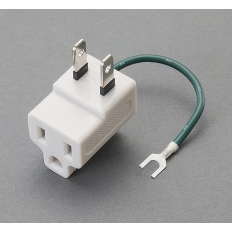 エスコ EA940BA-55 AC125V/15A3P→2P変換アダプター(L型) 1個（ご注文単位1個）【直送品】