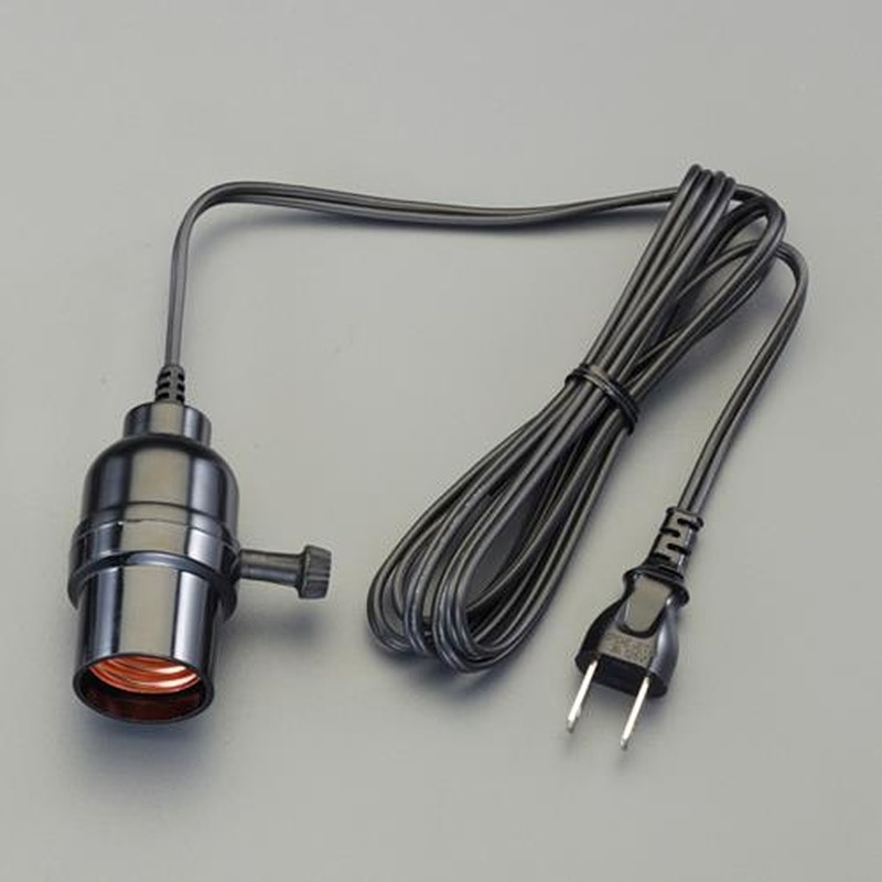 エスコ EA940C-153 125V/6A電球用ソケット(E26口金/1.8mコード付) 1個(ご注文単位1個)【直送品】