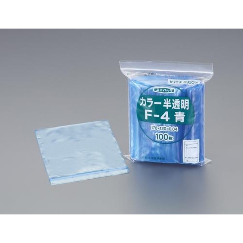 エスコ EA944C-610 240x340mmポリ袋(チャック付/青/100枚) 1個（ご注文単位1個）【直送品】