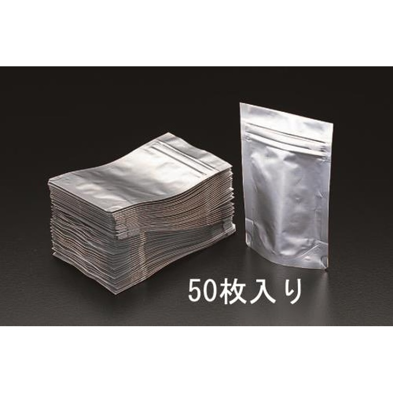 エスコ EA944CE-8A 80x100mmアルミ袋(チャック付/50枚) 1個(ご注文単位1個)【直送品】