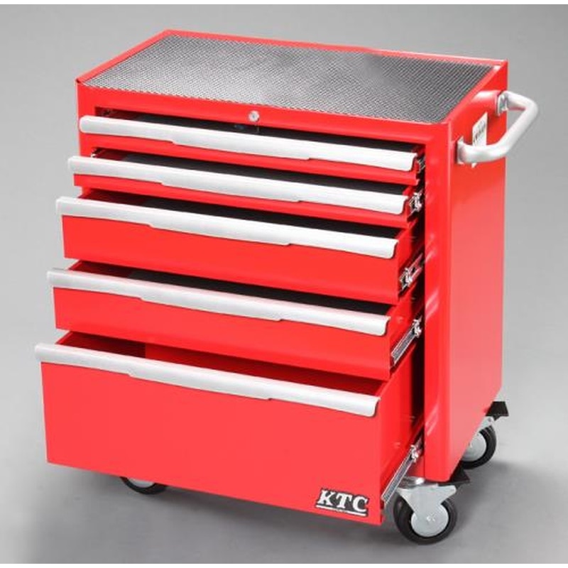 エスコ EA956AB-11 740x470x910mm/5段ツールワゴン(レッド) 1個（ご注文単位1個）【直送品】