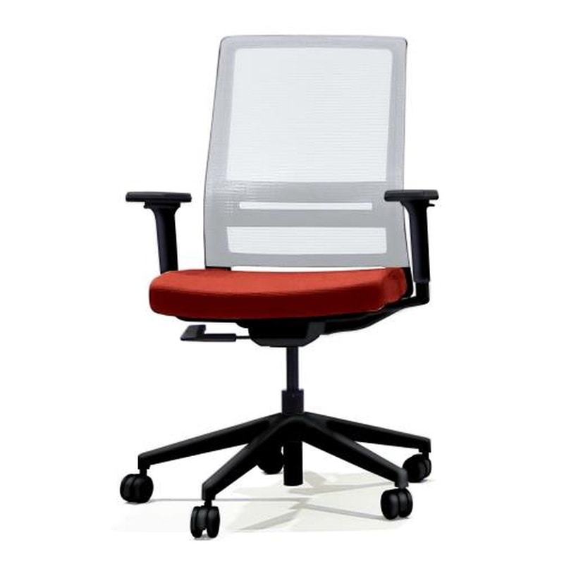 エスコ EA956XA-208 ビジネスチェアー(肘付/グレー/レッド) 1個（ご注文単位1個）【直送品】