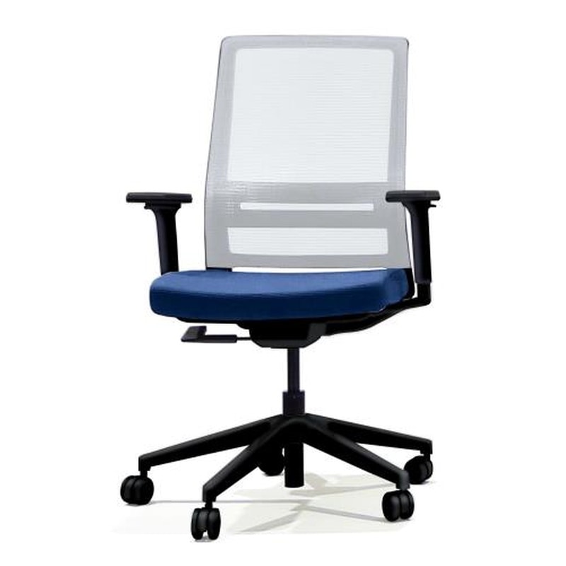 エスコ EA956XA-209 ビジネスチェアー(肘付/グレー/ブルー) 1個（ご注文単位1個）【直送品】