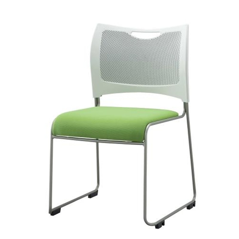 エスコ EA956XF-21 スタッキングチェアー(ホワイト/グリーン) 1個(ご注文単位1個)【直送品】