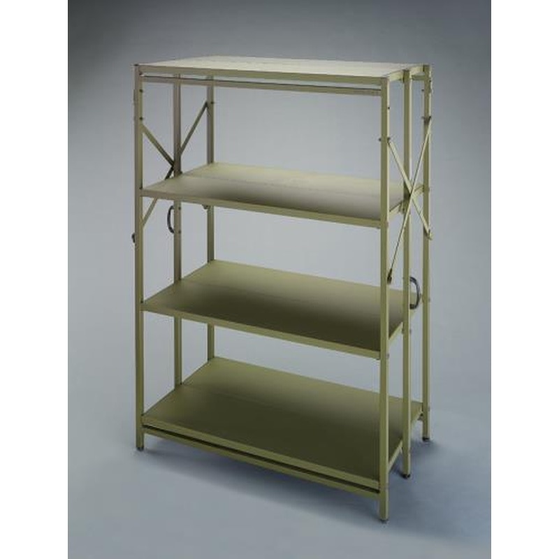 エスコ EA976AV-11 915x450x1370mm/4段ラック棚(折畳式/OD色) 1個(ご注文単位1個)【直送品】