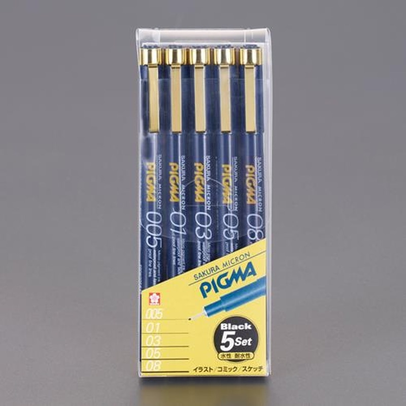 エスコ EA765MV-209 5本組水性製図用マーカーセット(耐水/耐光性) 1個（ご注文単位1個）【直送品】