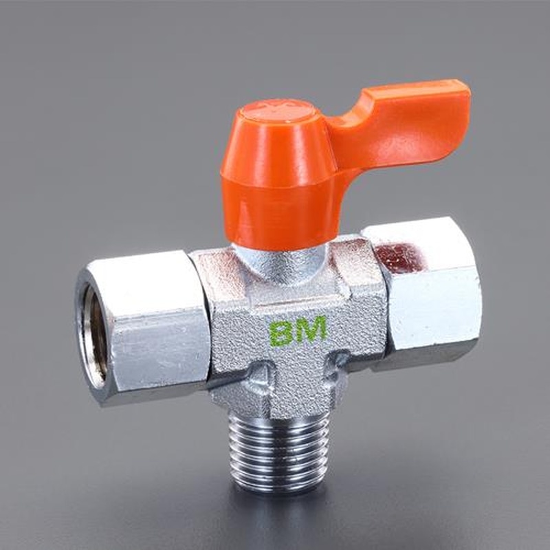 エスコ EA425BM-2 R1/4”xRc1/4”ミニボールバルブ(3方) 1個(ご注文単位1個)【直送品】