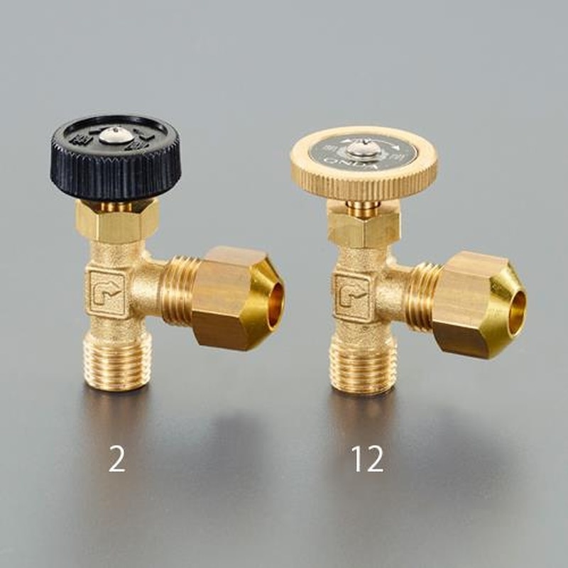 エスコ EA426CG-2 R1/4”x8mmニードルバルブ(樹脂ハンドル/フレアーナット 1個(ご注文単位1個)【直送品】
