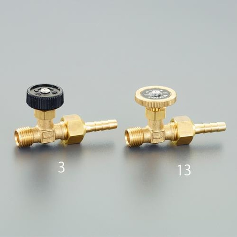 エスコ EA426CB-13 R1/4”x8mmニードルバルブ(黄銅ハンドル/ホースニップ 1個(ご注文単位1個)【直送品】