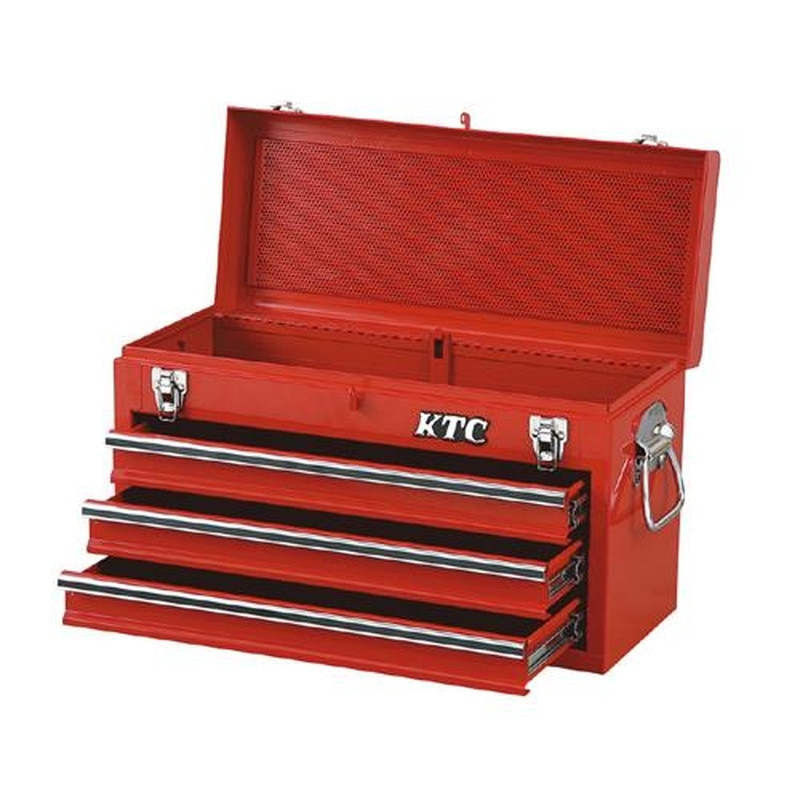 エスコ EA956A-81 520x215x300mm/3段ツールキャビネット(レッド) 1個（ご注文単位1個）【直送品】