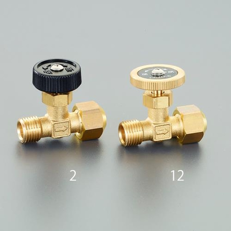 エスコ EA426CB-12 R1/4”x8mmニードルバルブ(黄銅ハンドル/フレアーナット 1個(ご注文単位1個)【直送品】