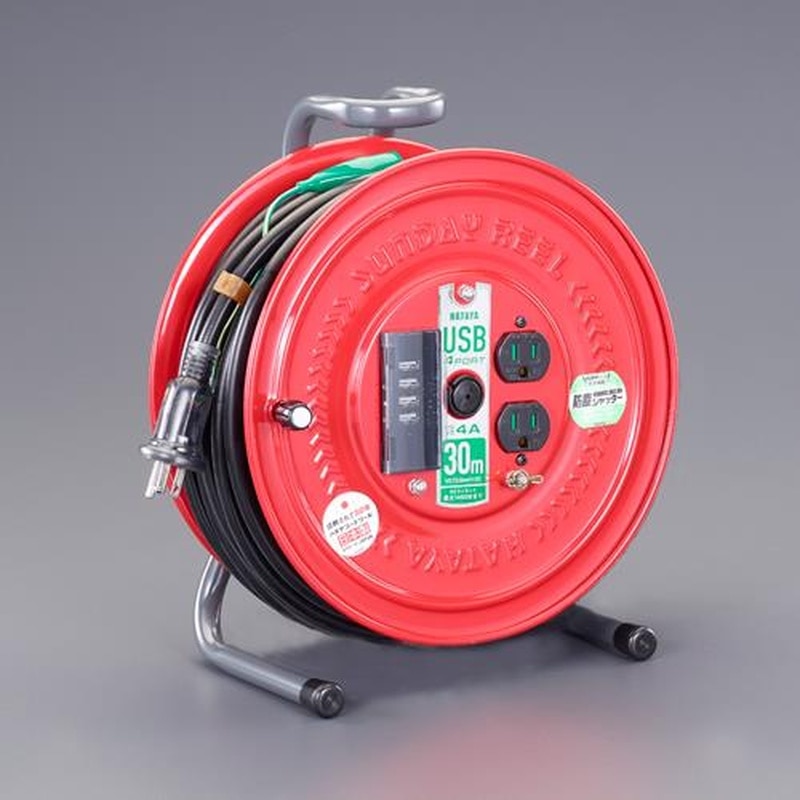 エスコ EA815BV-30 AC125V/15A/30mコードリール(USBポート4口/アース付) 1個（ご注文単位1個）【直送品】