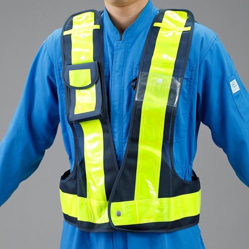 エスコ EA983R-121 安全ベスト(多機能・紺/黄) 1個(ご注文単位1個)【直送品】