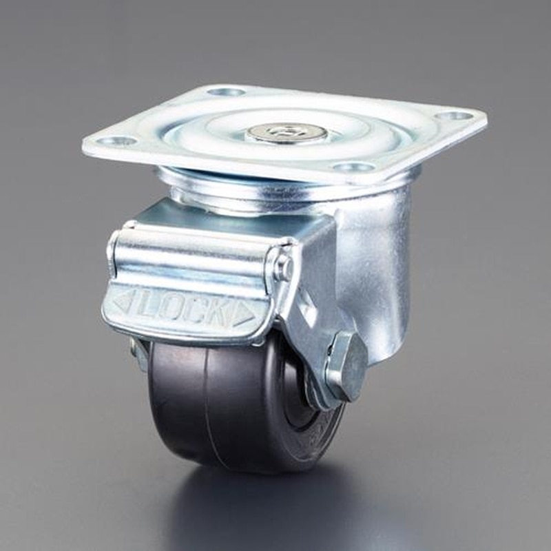 エスコ EA986PR-22 65mmキャスター(自在金具・低床重荷重・ブレーキ付) 1個(ご注文単位1個)【直送品】