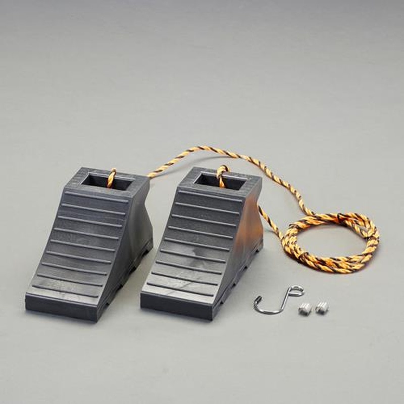 エスコ EA984VA-91 110x235x125mmタイヤストッパー(黒/3mヒモ付/1組) 1個（ご注文単位1個）【直送品】