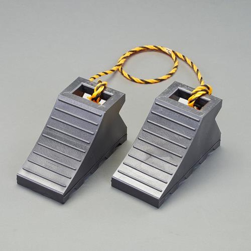 エスコ EA984VA-81 110x235x125mmタイヤストッパー(黒/ヒモ付/1組) 1個(ご注文単位1個)【直送品】