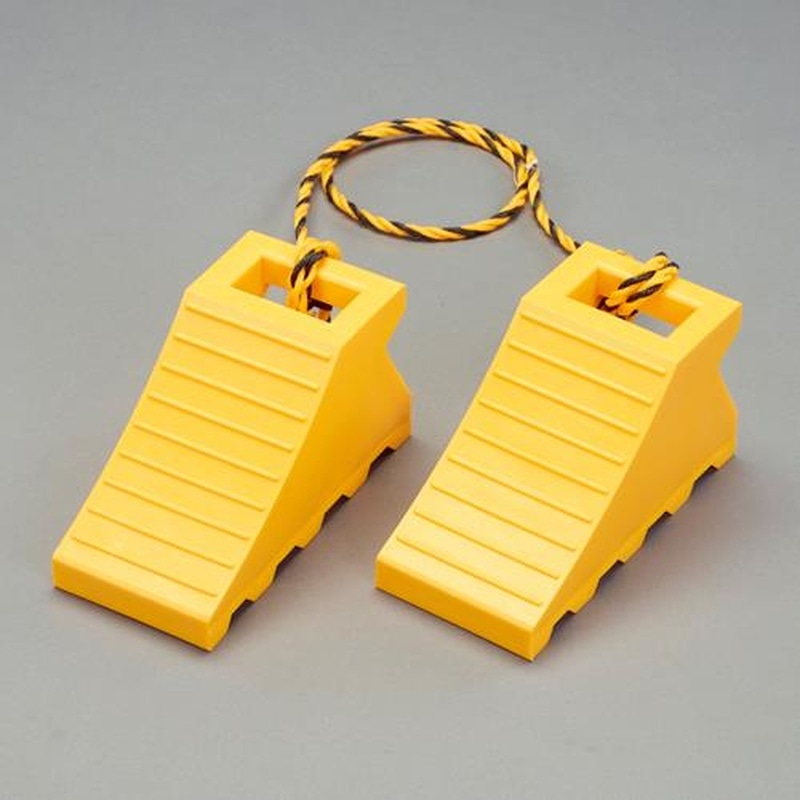 エスコ EA984VA-82 110x235x125mmタイヤストッパー(黄/ヒモ付/1組) 1個(ご注文単位1個)【直送品】