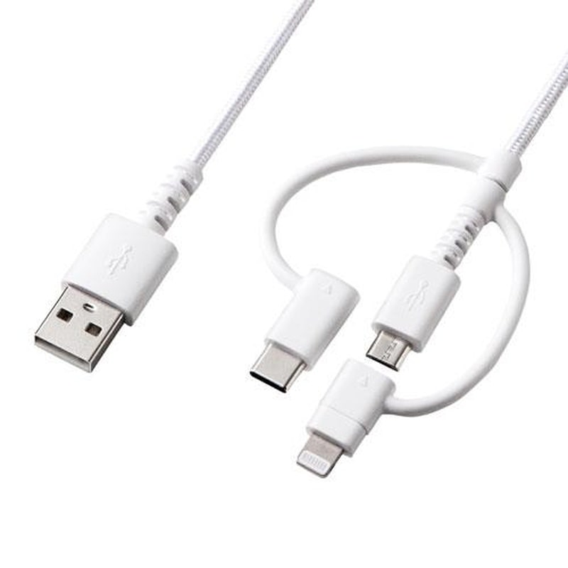エスコ EA764AJ-56 1.0mUSBケーブル(A-microUSBB/C/Lightning) 1個(ご注文単位1個)【直送品】