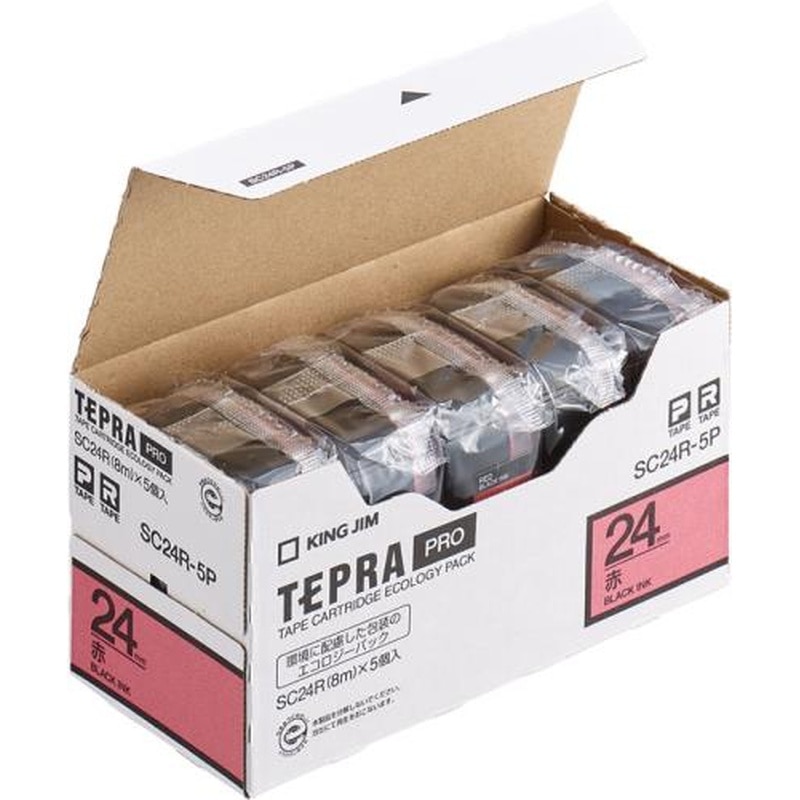 エスコ EA761DK-241B 24mmテープカセット(赤/5個) 1個（ご注文単位1個）【直送品】