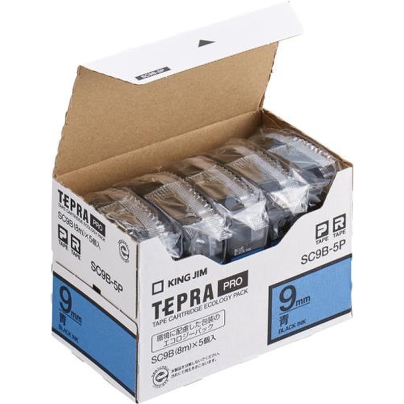 エスコ EA761DK-93B 9mmテープカセット(青/5個) 1個（ご注文単位1個）【直送品】