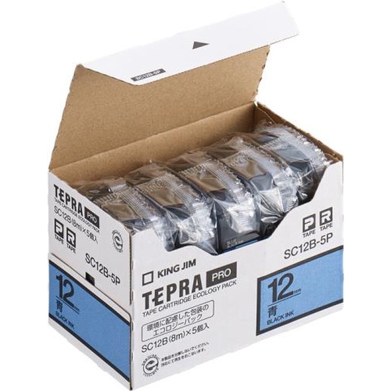 エスコ EA761DK-123B 12mmテープカセット(青/5個) 1個（ご注文単位1個）【直送品】