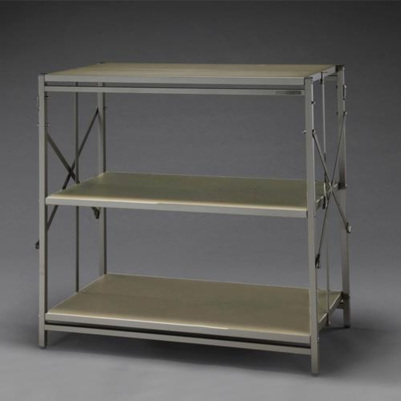 エスコ EA976AV-10 870x450x970mm/3段ラック棚(折畳式/OD色) 1個(ご注文単位1個)【直送品】