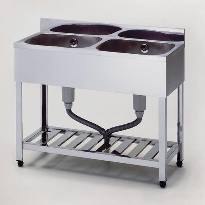 エスコ EA468EF-38 1200x600x890mm二槽シンク(SUS430) 1個(ご注文単位1個)【直送品】